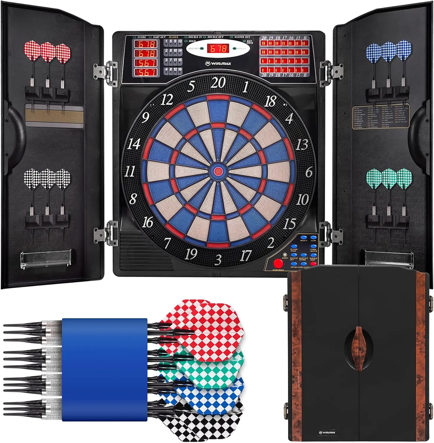 Electronic Dartboard Cabinet - Elektronisches Dartboard-Set mit Schrank für Erwachsene,
