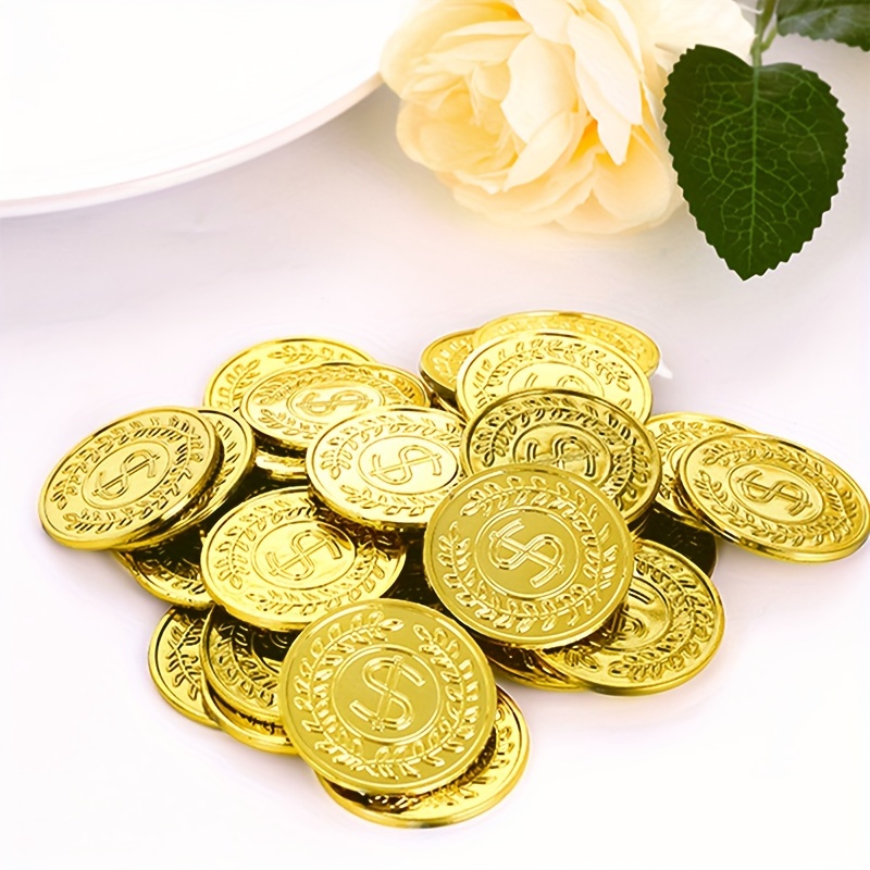 Arcade Game Coin - 50 Stück Goldene Münzen Plastik-Spielmünzen Goldener
