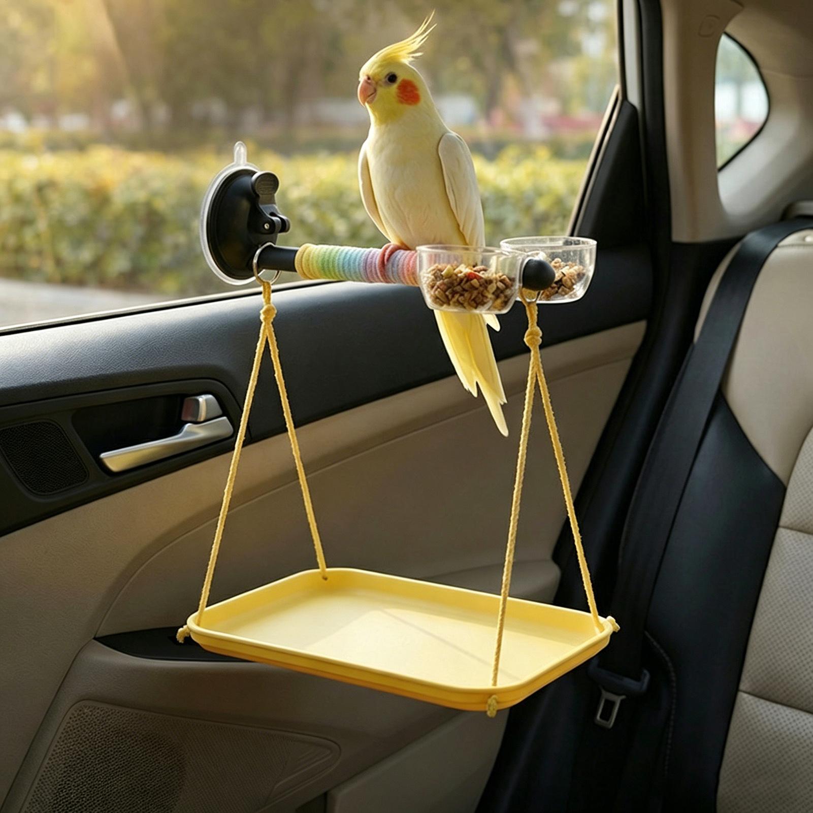 Racing Arcade Cabinet - Vogelstange mit Saugnapf und Kotbehälter, Fenster-Vogelstange