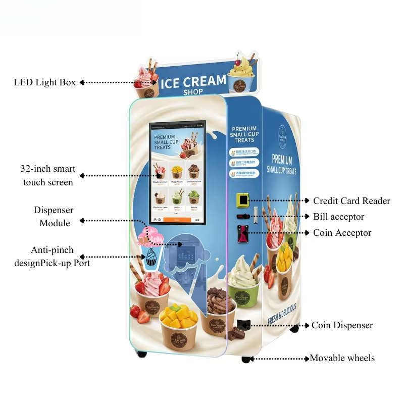 Maßgefertigte Softeis-Verkaufs – Popcorn Vending Machine Bewertung und Preis